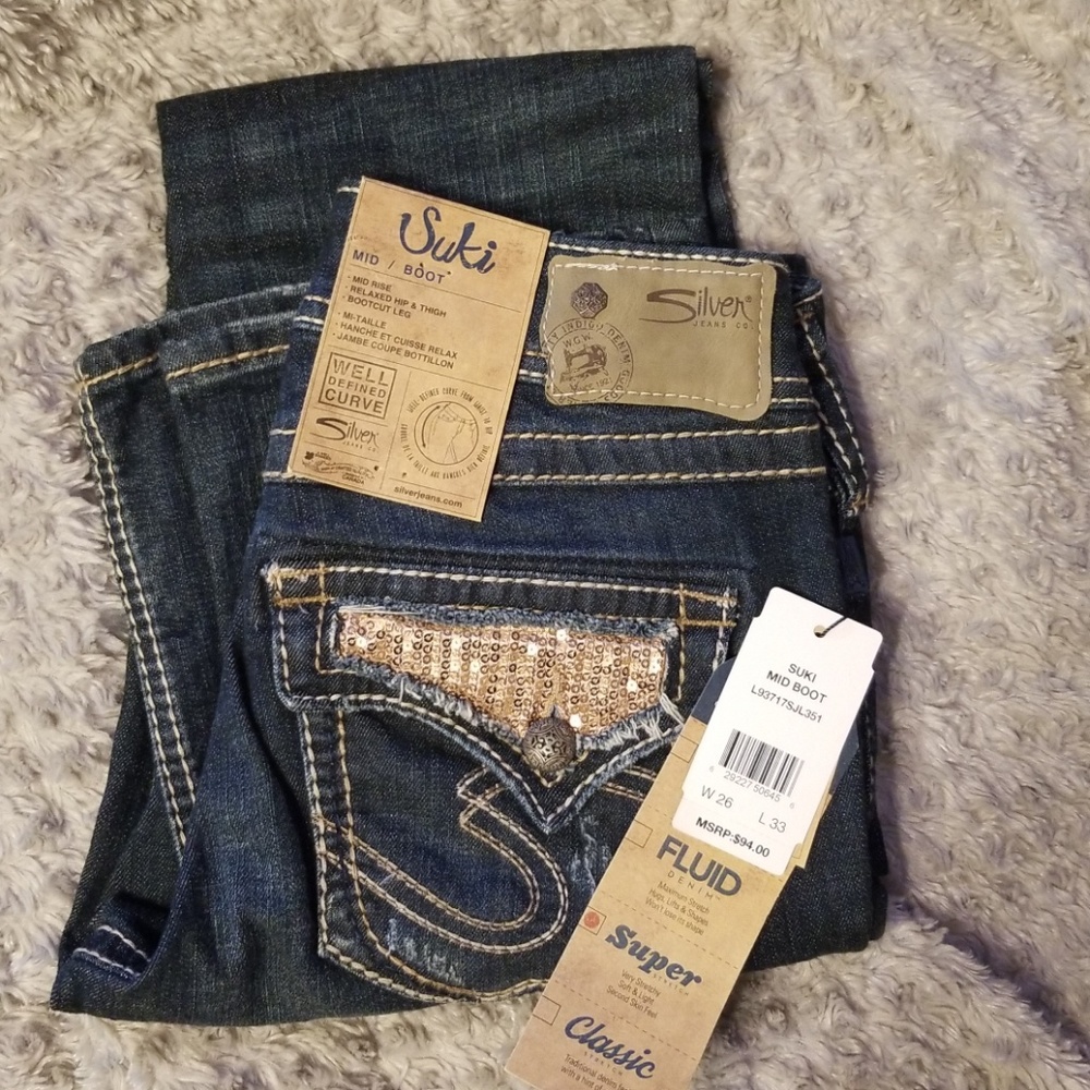 Silver NWT Suki Sz 26 inseam 33